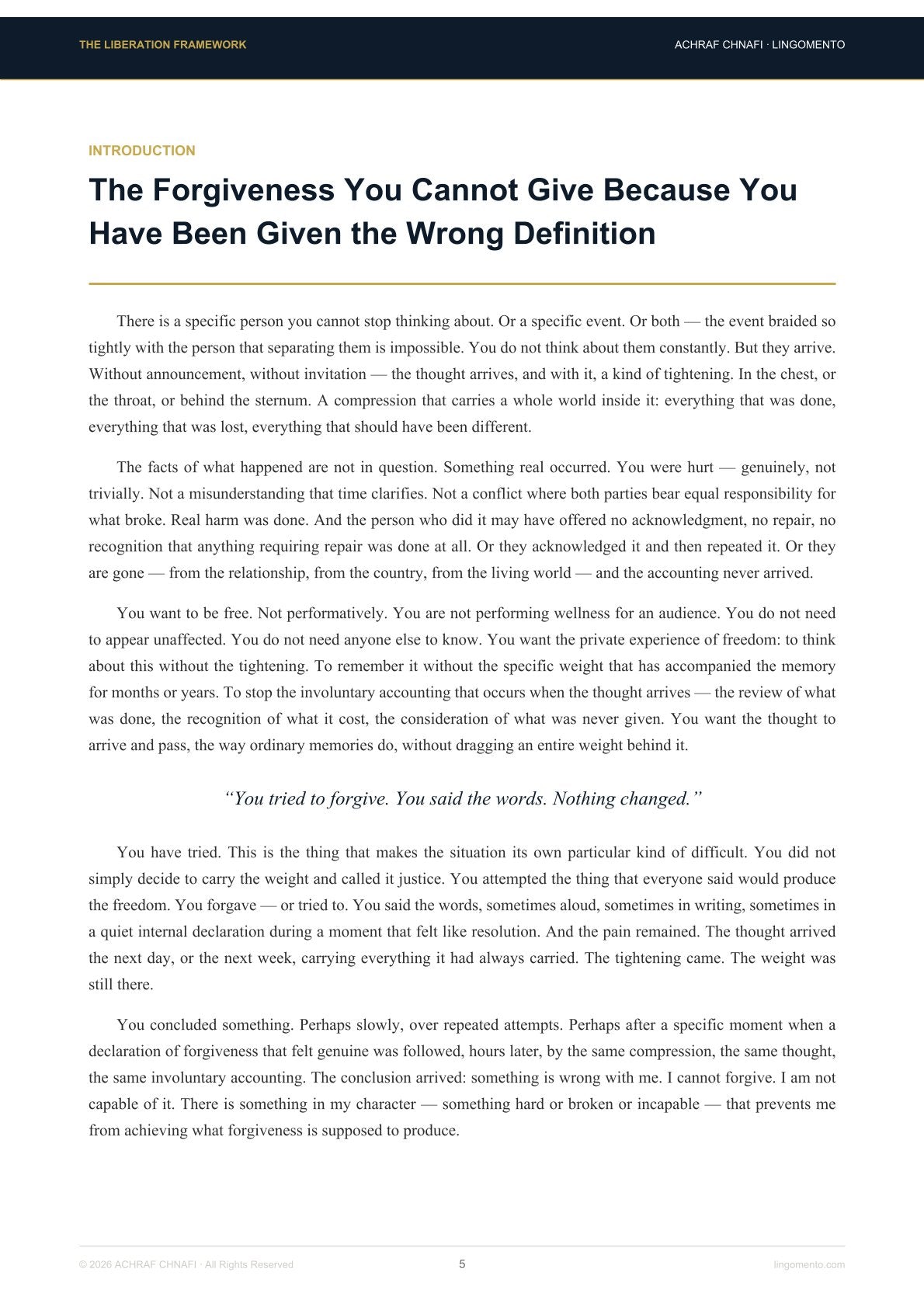 The Liberation Framework — The Practical Guide to Forgiveness as Personal Freedom