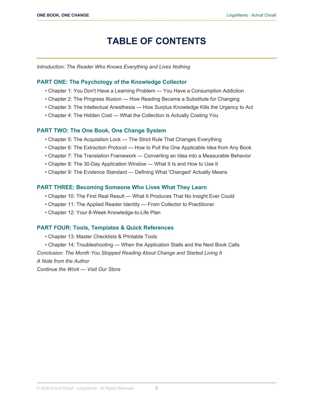 One Book, One Change — The Strict Protocol for Readers Who Know Everything and Have Changed Nothing