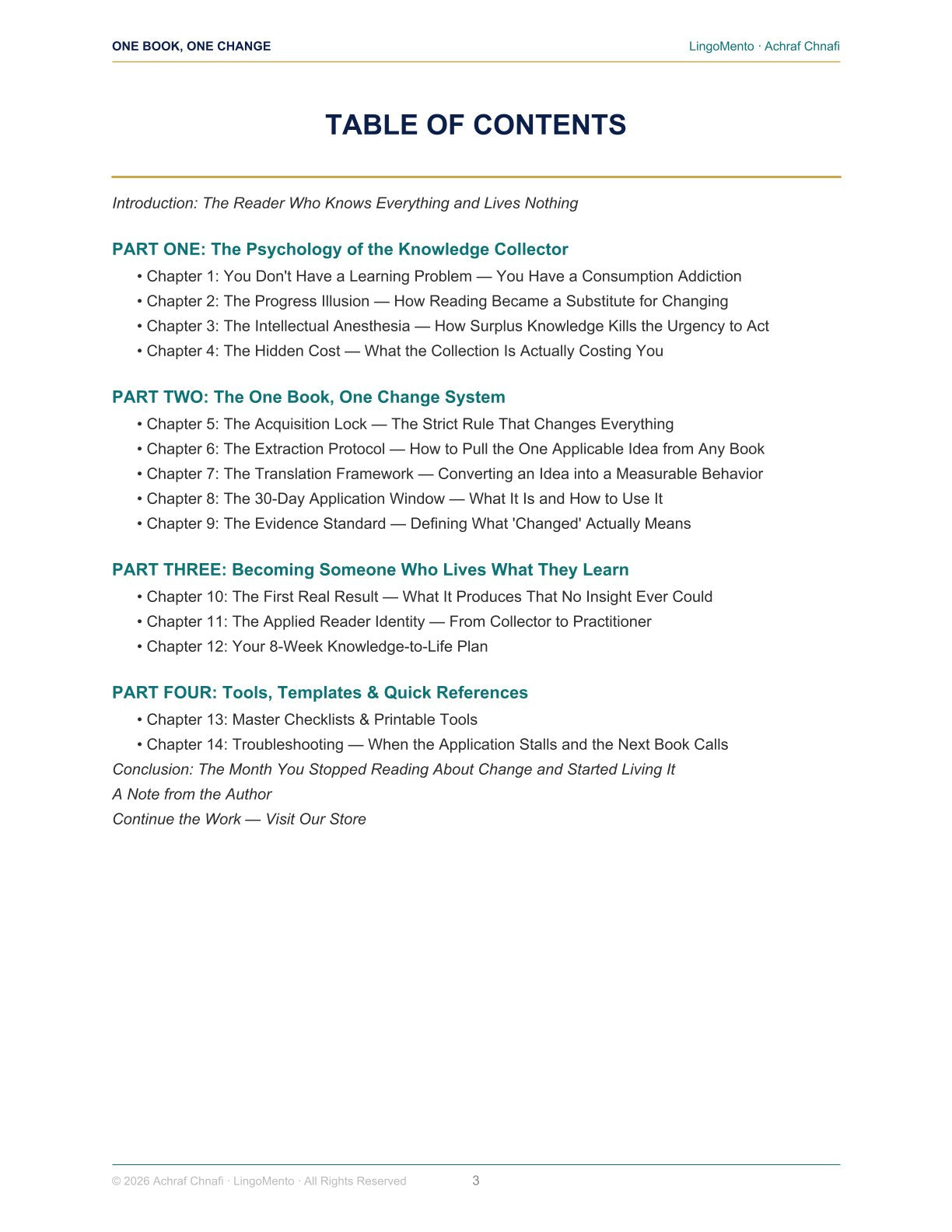 One Book, One Change — The Strict Protocol for Readers Who Know Everything and Have Changed Nothing