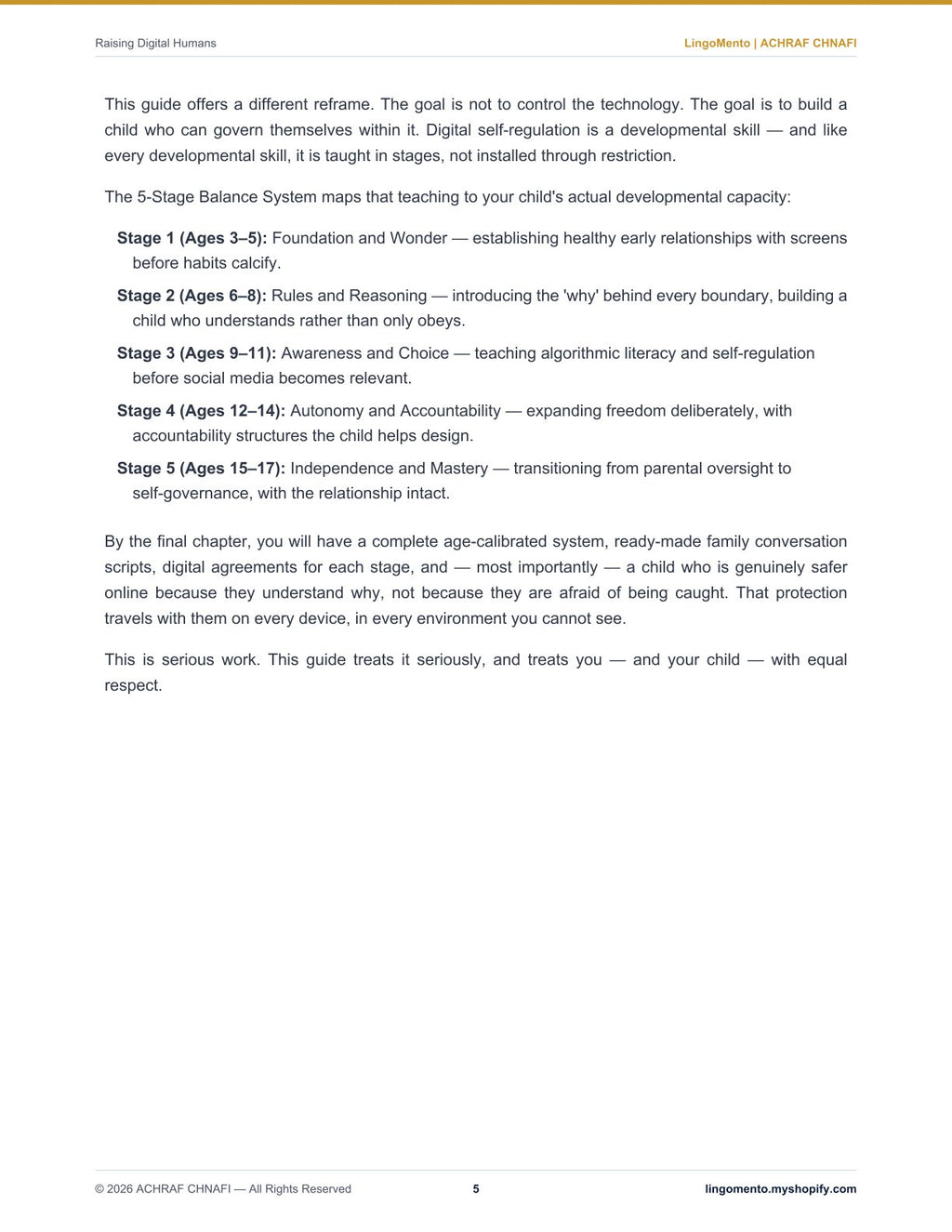 Raising Digital Humans: The 5-Stage Balance System