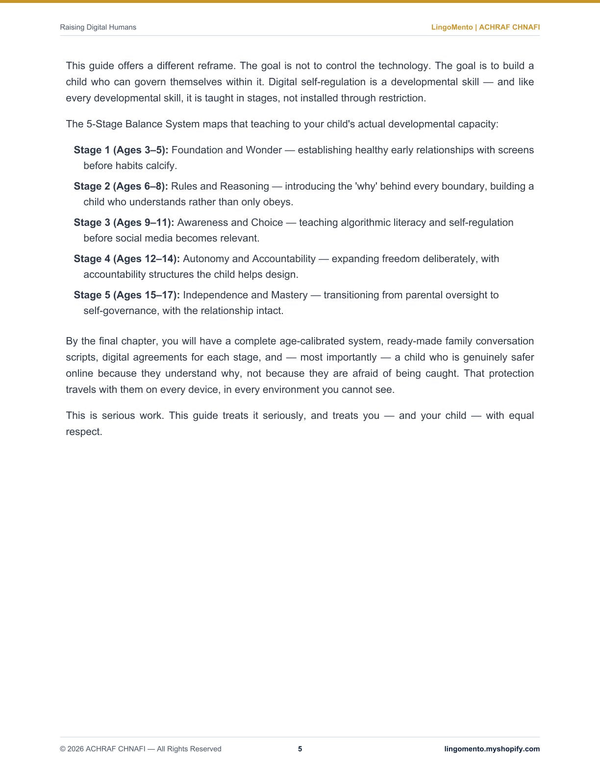 Raising Digital Humans: The 5-Stage Balance System