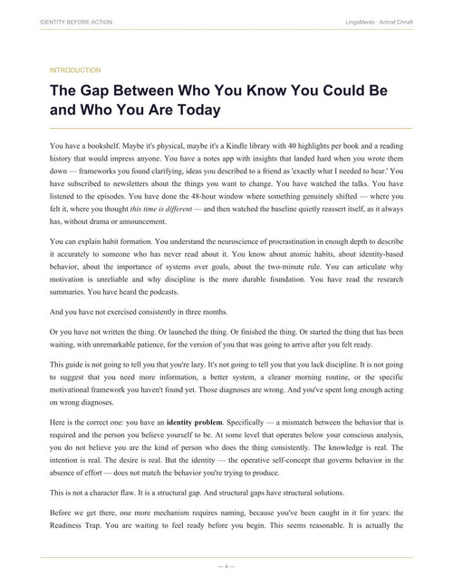 Identity Before Action — The Guide to Closing the Knowing-Doing Gap for Good